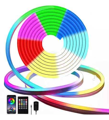 Tira Luz Led Neon Rgb 5 Metros Bluetooth